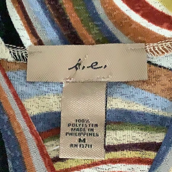 Brown and Black Long Sleeve Fitted Blouse, Size M - Picture 8 of 8